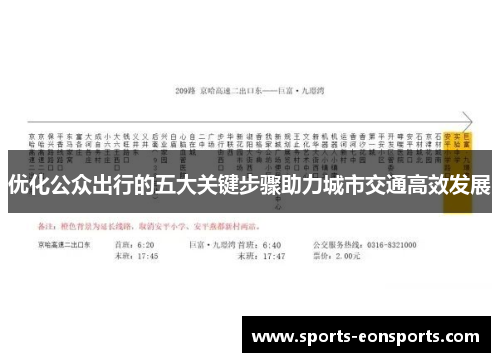 优化公众出行的五大关键步骤助力城市交通高效发展