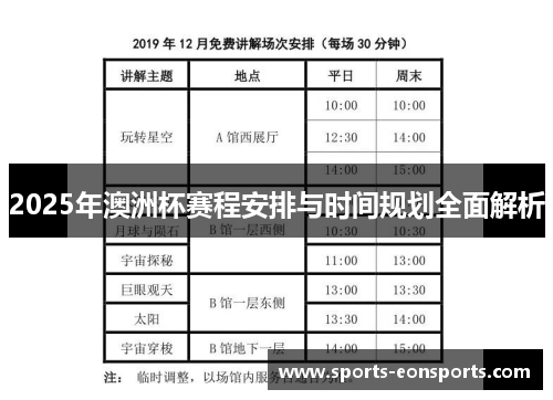 2025年澳洲杯赛程安排与时间规划全面解析 2025年澳洲杯赛程安排与时间规划全面解析